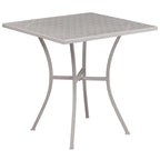 Ensemble de table de patio carrée en acier de 28 po pour intérieur et extérieur avec 2 chaises à dossier carré
