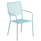 Ensemble de table de patio carrée en acier de 28 po pour intérieur et extérieur avec 2 chaises à dossier carré