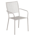 Ensemble de table de patio carrée en acier de 28 po pour intérieur et extérieur avec 2 chaises à dossier carré