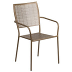 Ensemble de table de patio carrée en acier de 28 po pour intérieur et extérieur avec 2 chaises à dossier carré