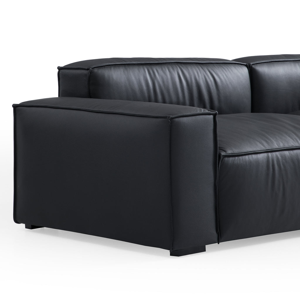 Canapé de luxe minimaliste en cuir noir