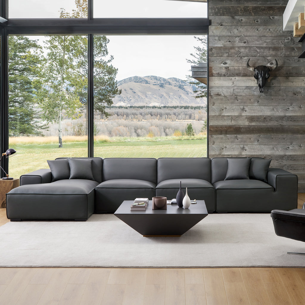 Domus Modular Beige Leather Sectional Sofa