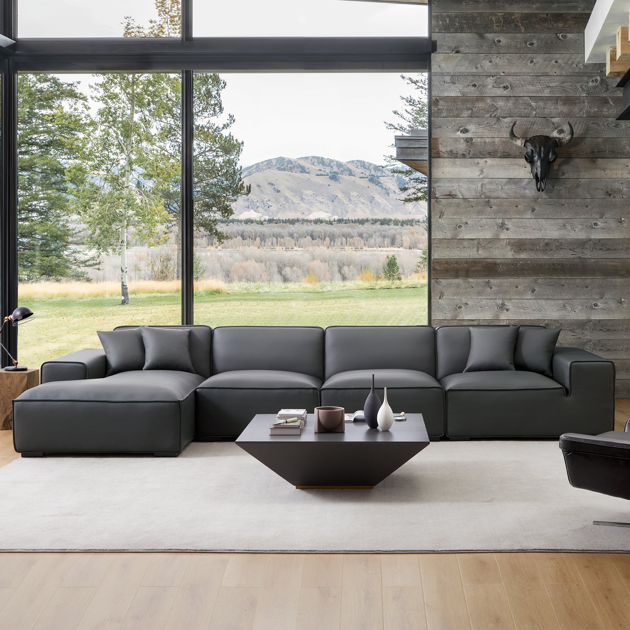 Domus Modular Beige Leather Sectional Sofa