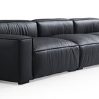 Canapé sectionnel et ottoman minimaliste de luxe en cuir noir