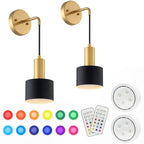 Lot de 2 appliques murales sans fil 13 LED RVB à piles avec télécommande
