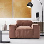 Fauteuil de luxe minimaliste en tissu marron