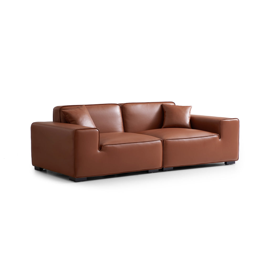 Domus Modular Black Leather Sofa
