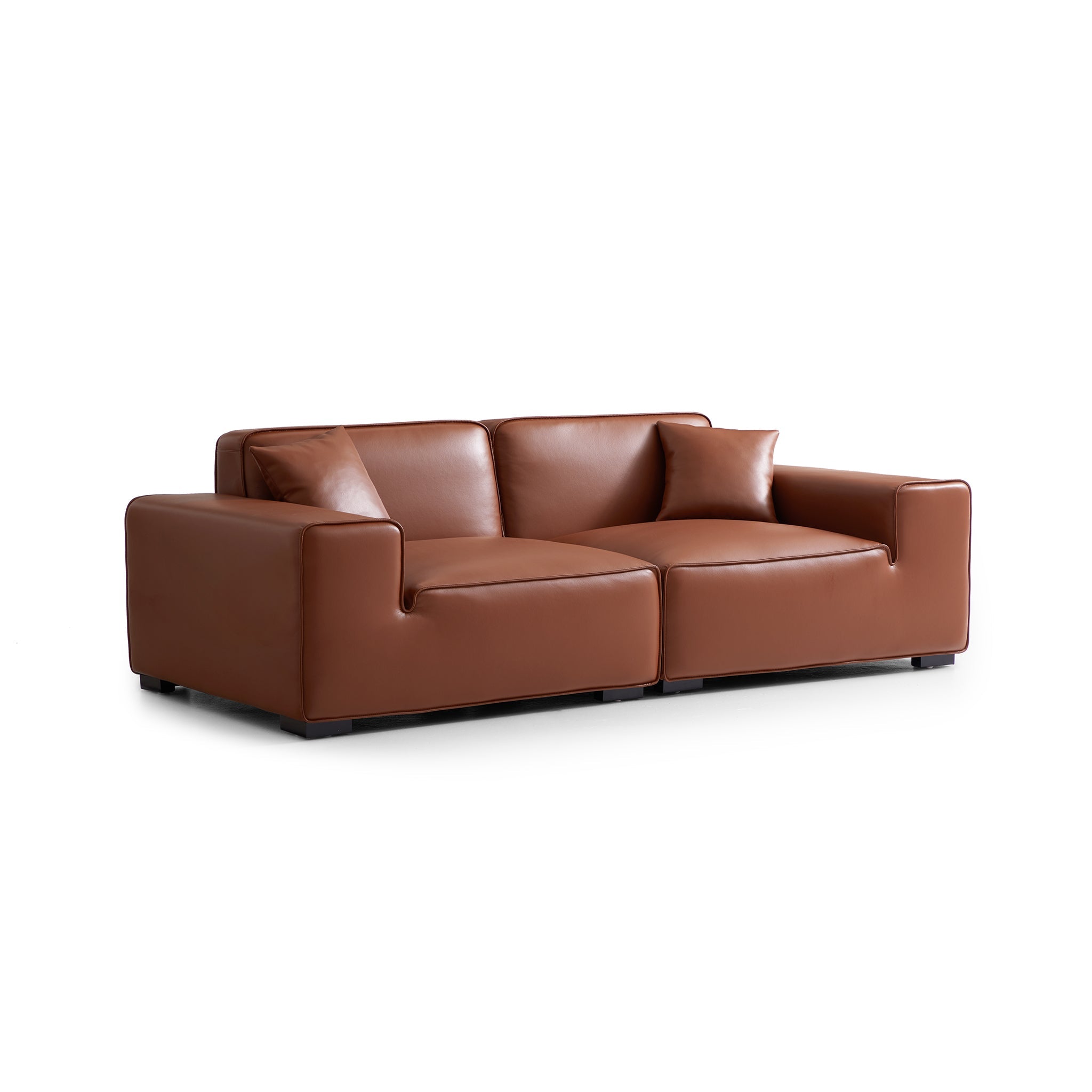 Domus Modular Black Leather Sofa
