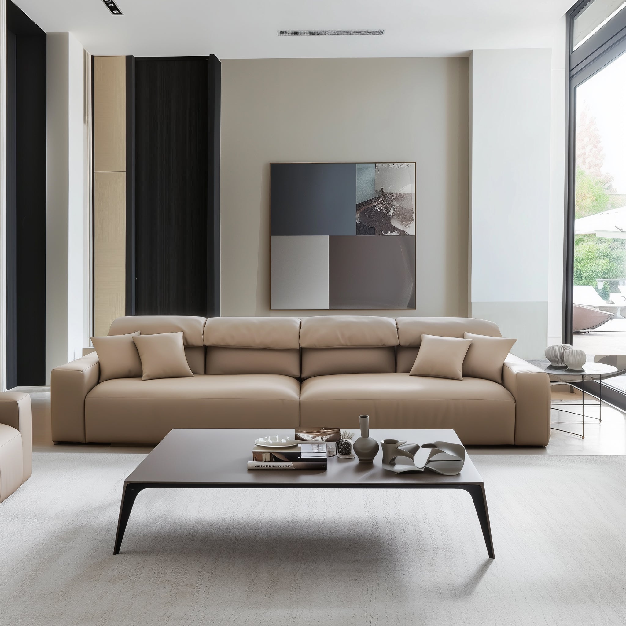 Chestnut Khaki Leather Sofa