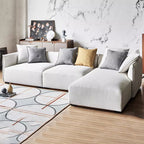 Canapé d'angle en tissu beige serein