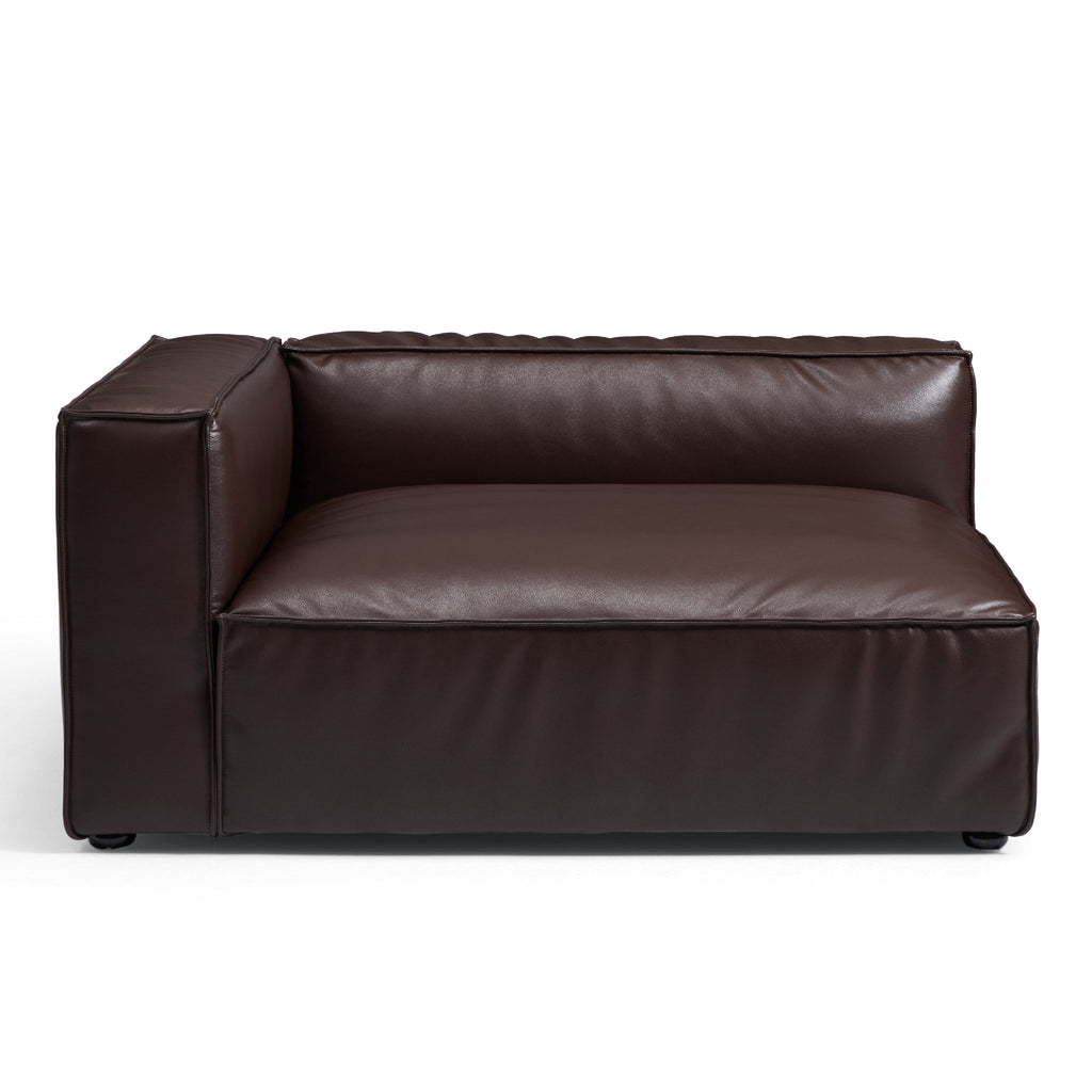 Canapé d'angle en U de luxe minimaliste en cuir marron foncé