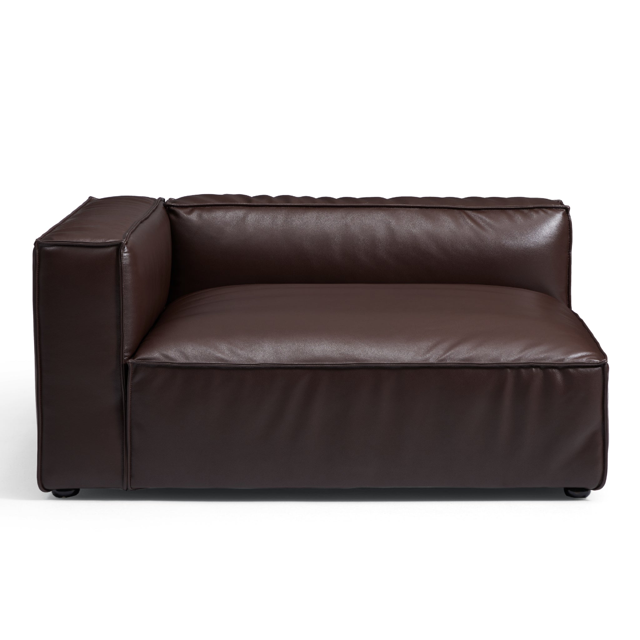 Canapé d'angle en U de luxe minimaliste en cuir marron foncé