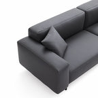 Canapé et pouf en cuir gris foncé Noble