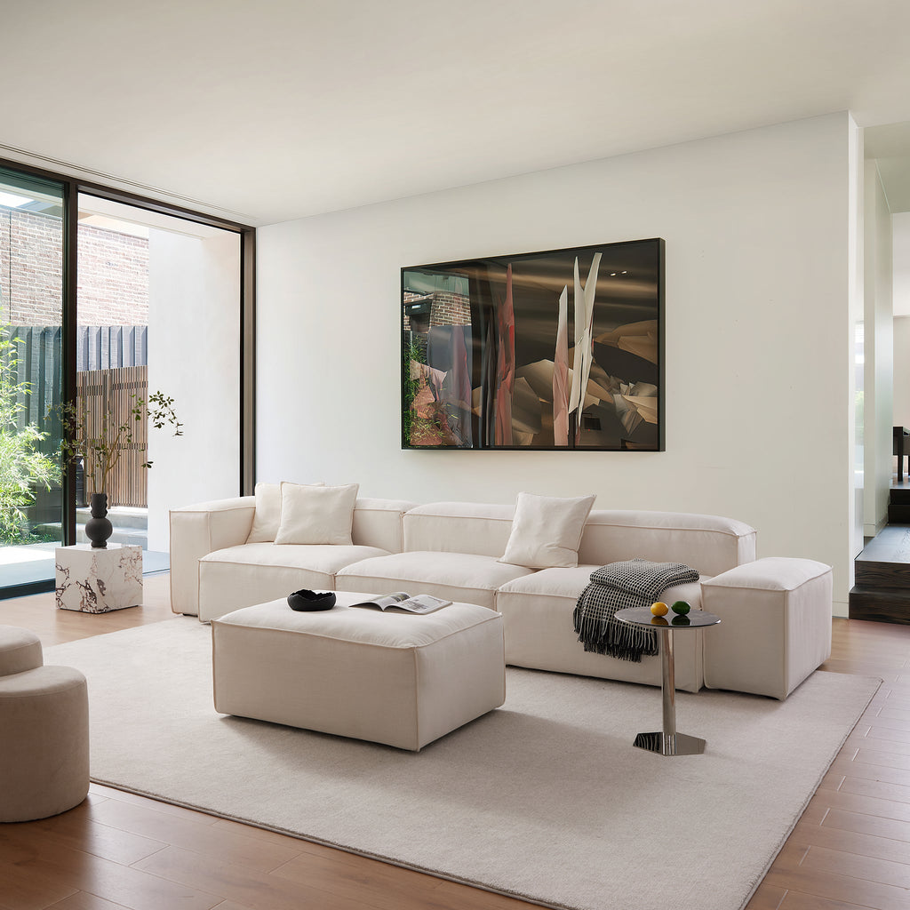 Canapé modulable Freedom beige avec pouf