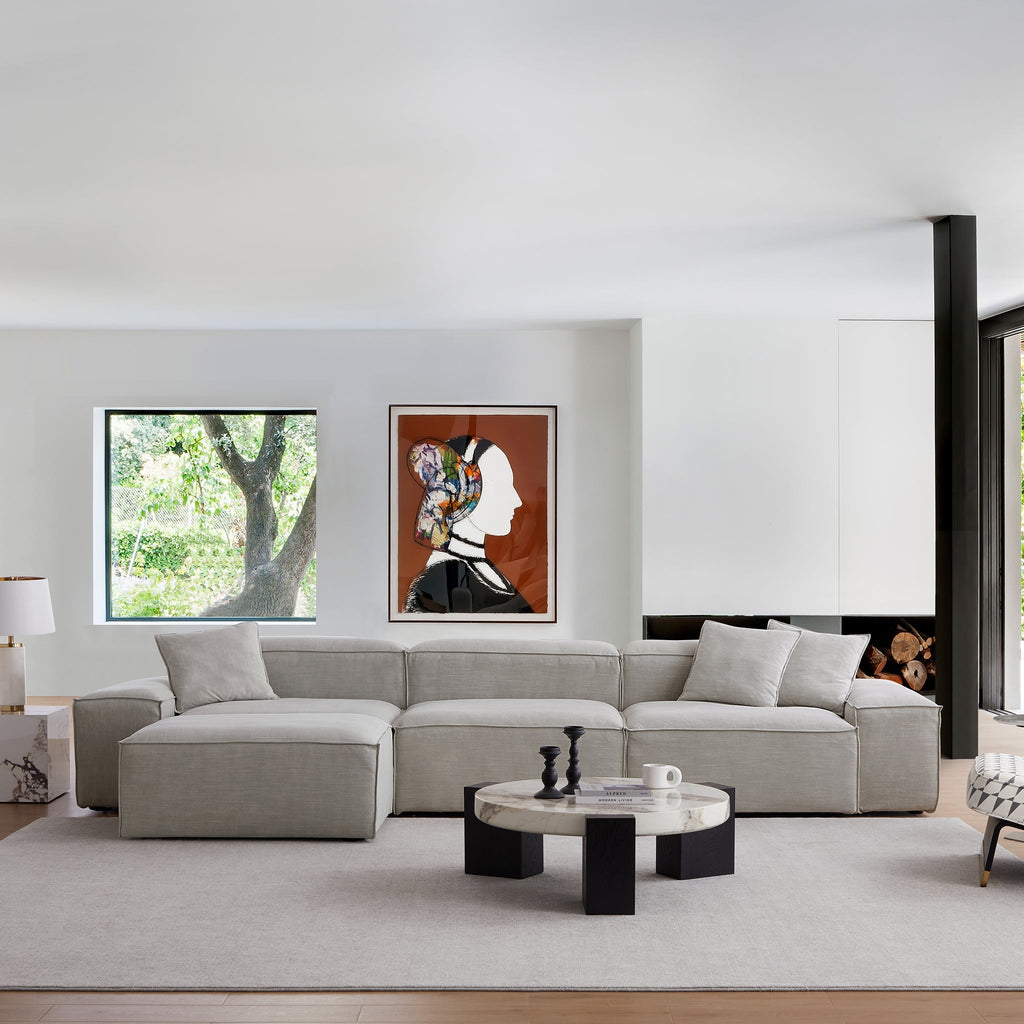 Canapé modulable Freedom beige avec pouf