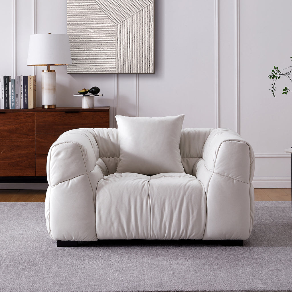 Boba Cream Leathaire Armchair