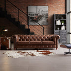 Durango Chesterfield Brown Top Grain Leather Tufted Sofa