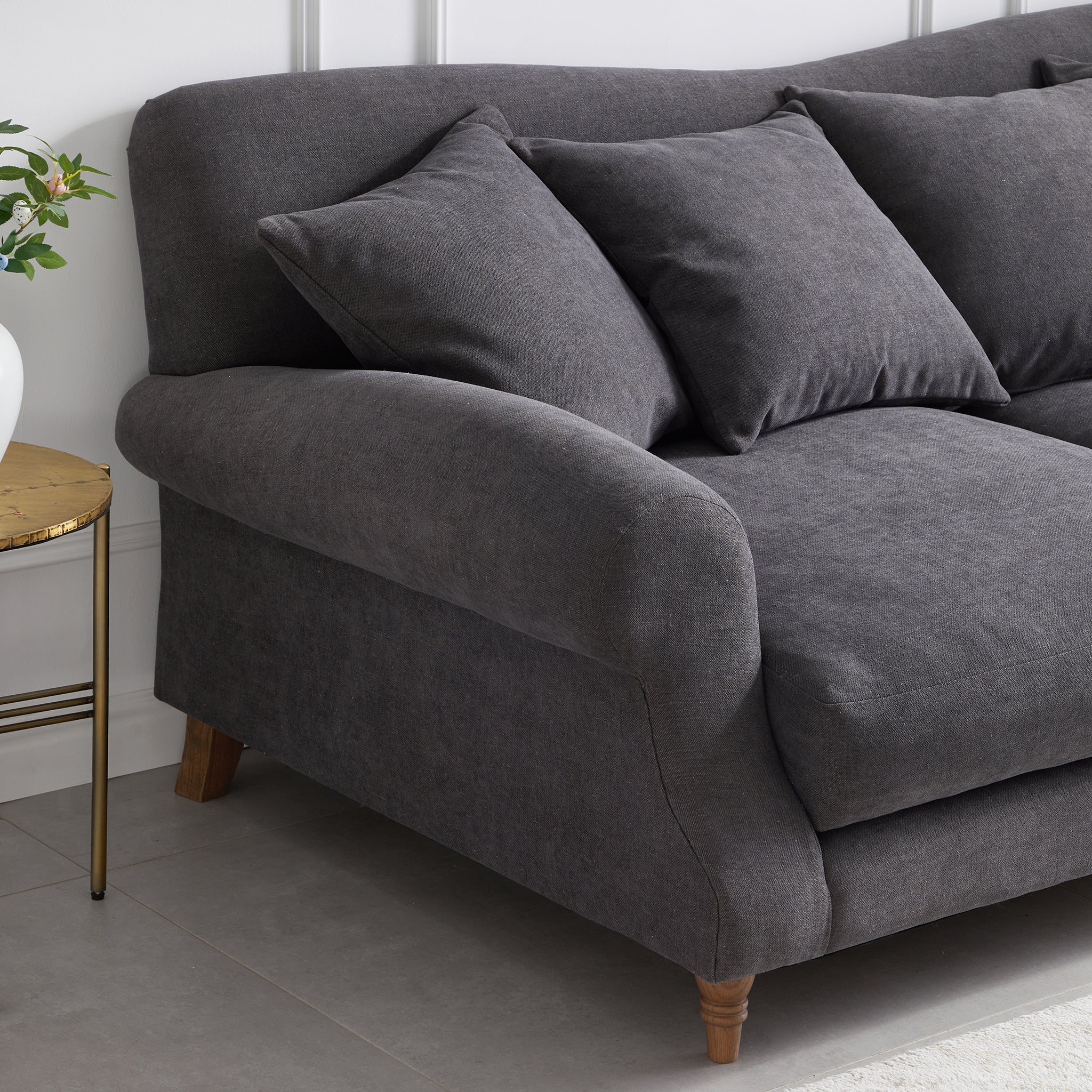 Canapé en tissu gris vintage Isabelle