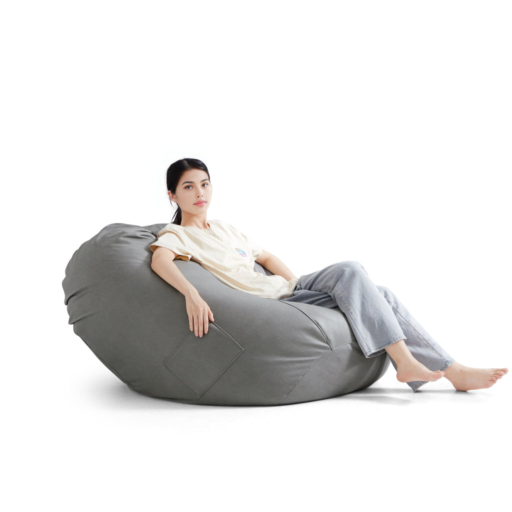 Pouf Litton en cuir gris