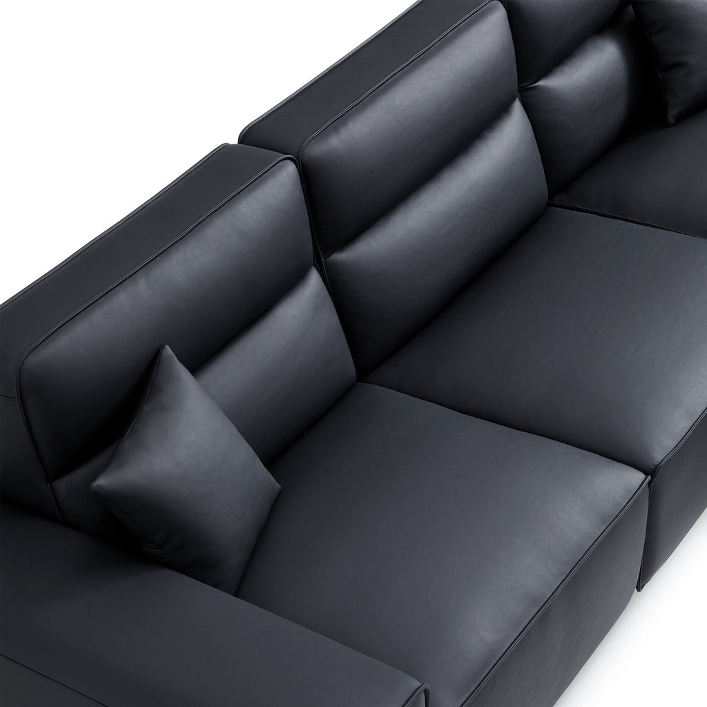 Domus High-Back Modular Leather Sofa and Ottoman