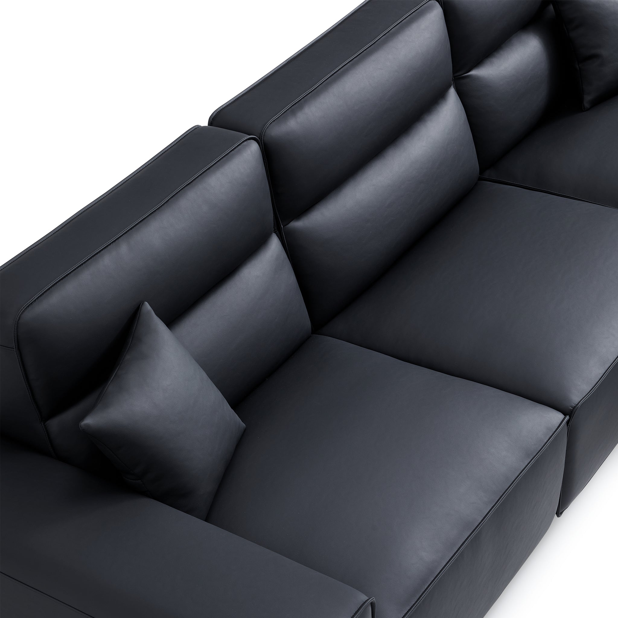 Domus High-Back Modular Leather Sofa and Ottoman
