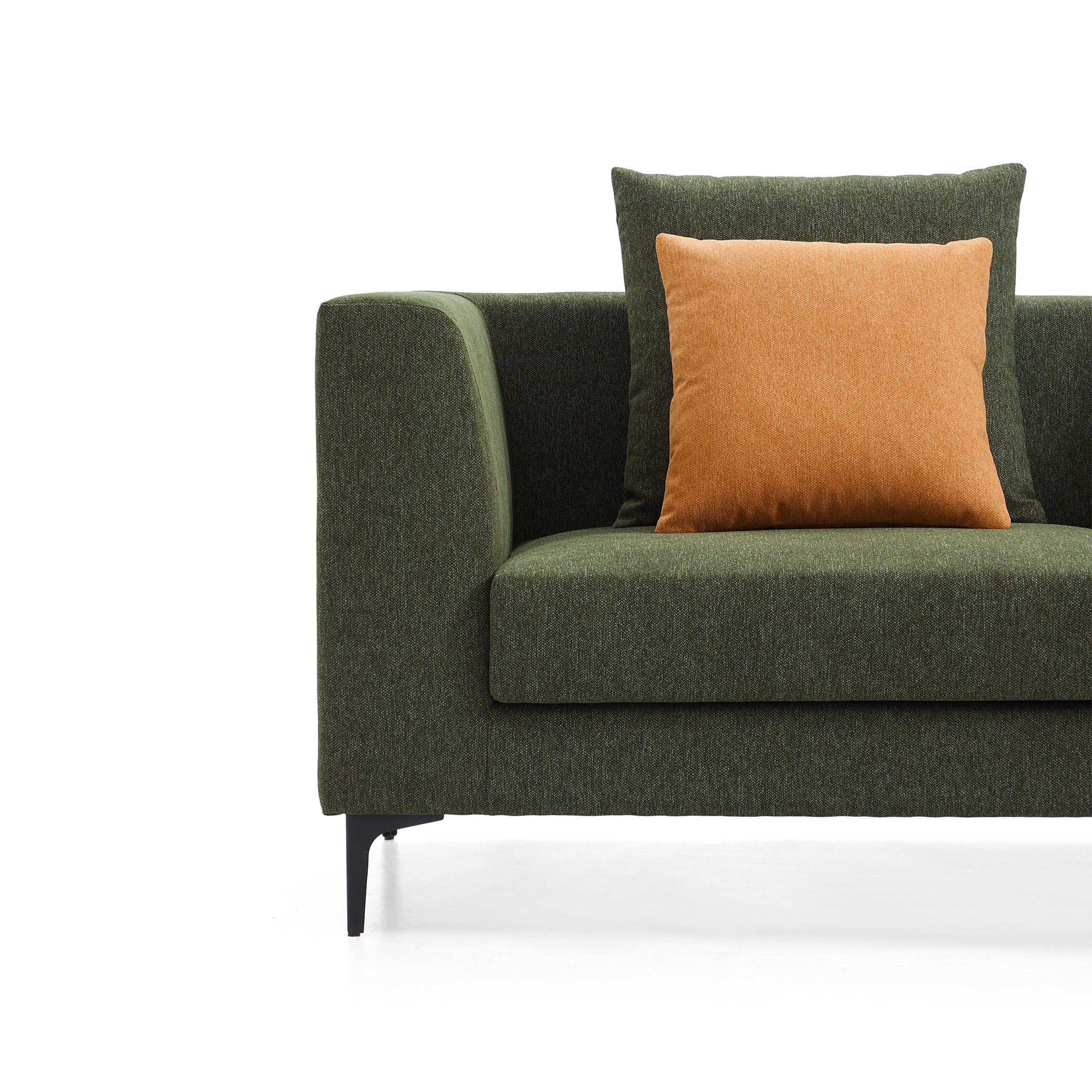 Canapé sectionnel en tissu vert Jungle en forme de L avec méridienne