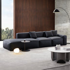 Canapé en cuir noir minimaliste géométrique