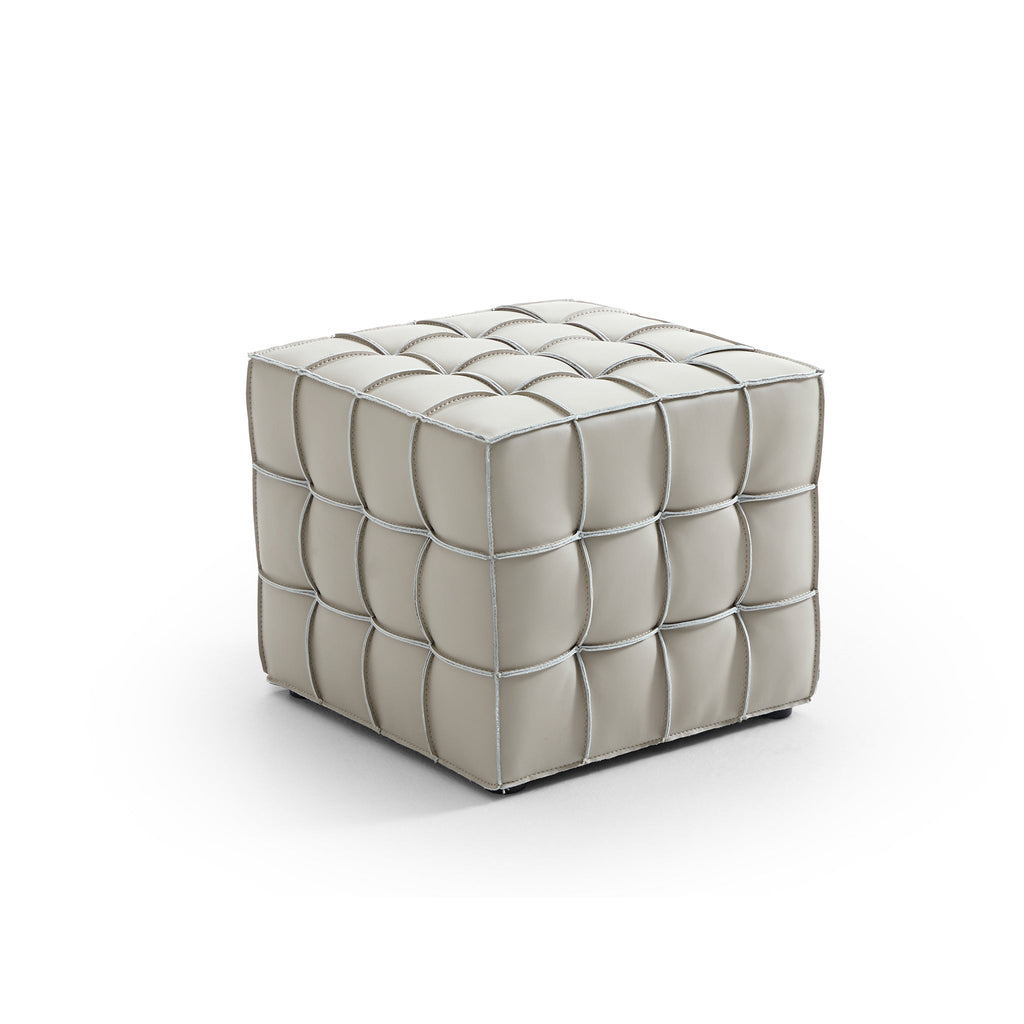Pouf cube capitonné en cuir Monarch