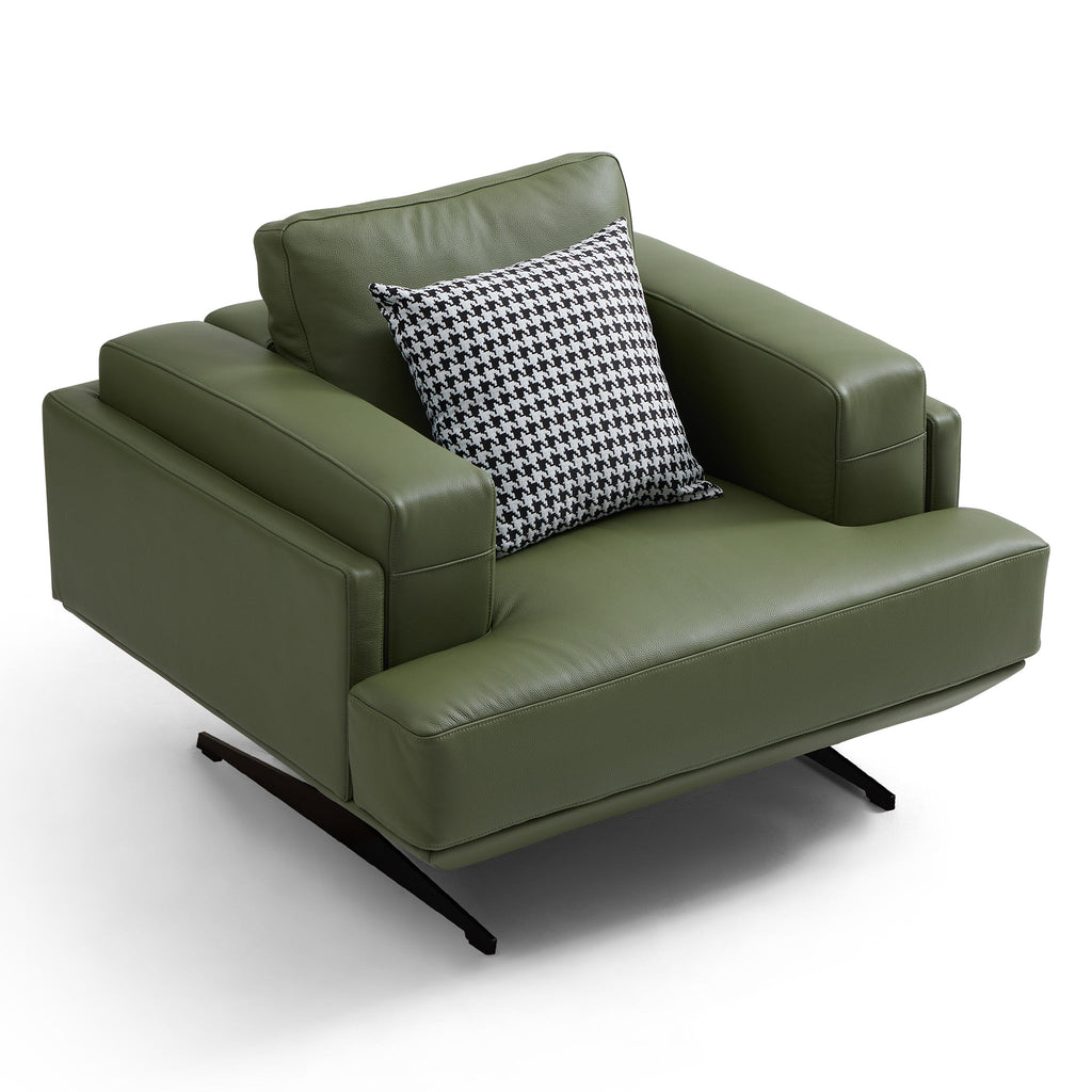 Fauteuil Olivia Green en cuir véritable pleine fleur