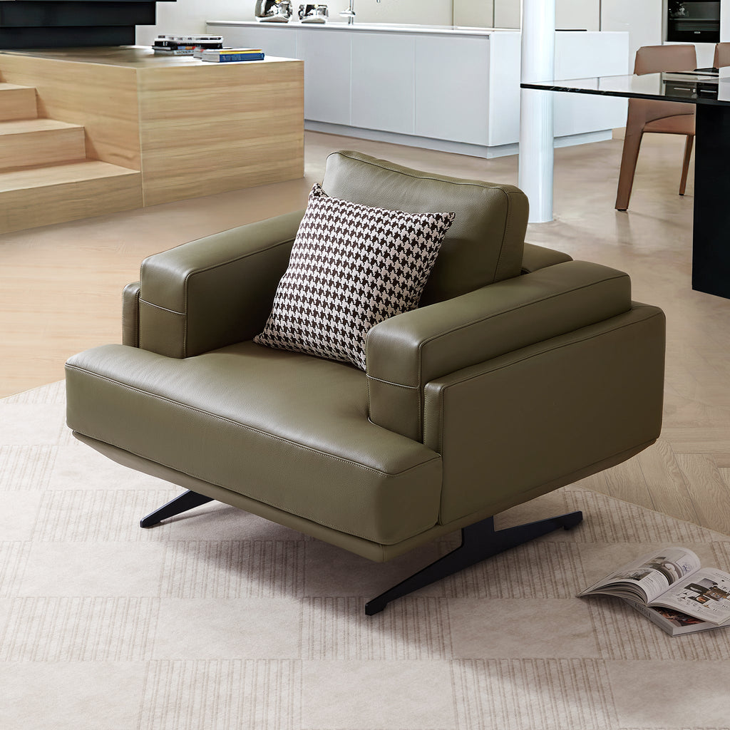 Fauteuil Olivia en cuir véritable pleine fleur