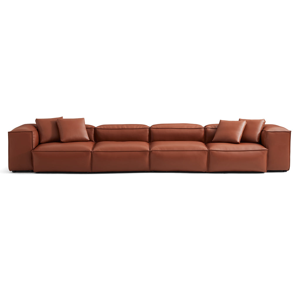 Cube Modular Brown Genuine Leather Sofa