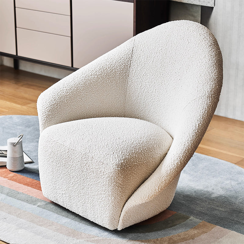 Calla Beige Boucle Fabric Swivel Chair