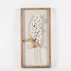 Décoration murale avec cadre en bois et bouquet de fleurs en métal blanc et doré (lot de 2)