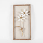 Décoration murale avec cadre en bois et bouquet de fleurs en métal blanc et doré (lot de 2)