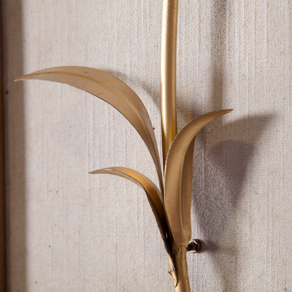 Décoration murale avec cadre en bois et bouquet de fleurs en métal blanc et doré (lot de 2)