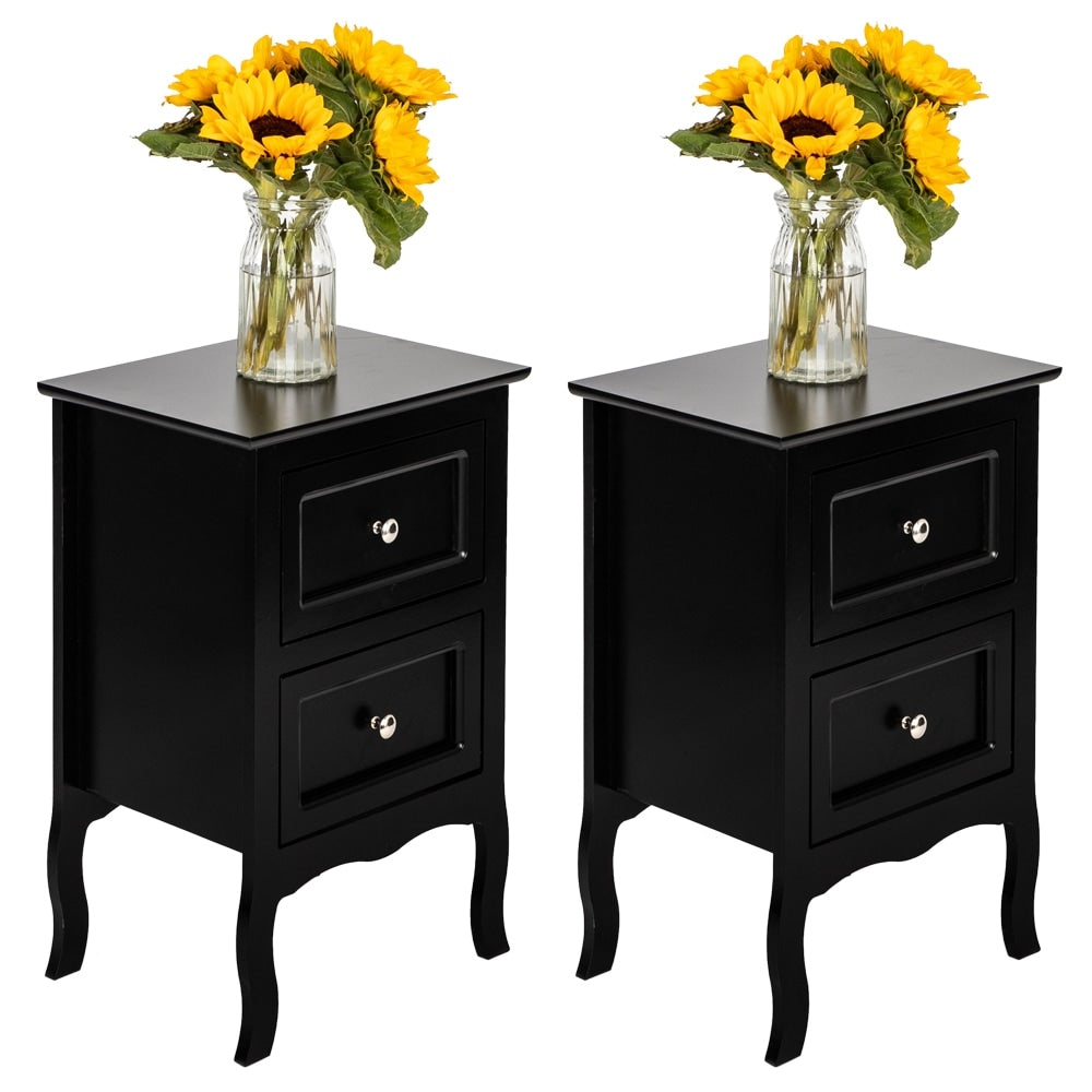 Table de chevet à deux tiroirs de style campagnard - Lot de 2