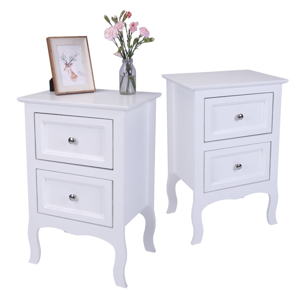 Table de chevet à deux tiroirs de style campagnard - Lot de 2