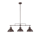 Suspension en forme de dôme de style industriel à 3 lumières, style ferme, en métal, linéaire, pour îlot de cuisine, finition bronze huilé