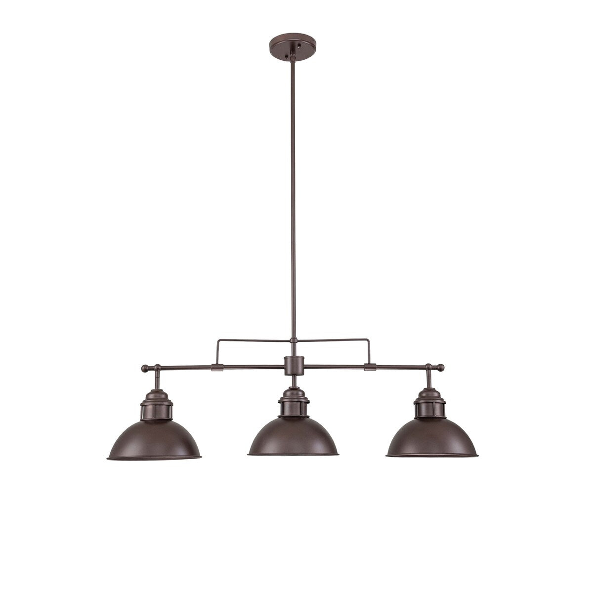 Suspension en forme de dôme de style industriel à 3 lumières, style ferme, en métal, linéaire, pour îlot de cuisine, finition bronze huilé
