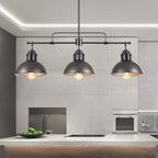 Suspension en forme de dôme de style industriel à 3 lumières, style ferme, en métal, linéaire, pour îlot de cuisine, finition bronze huilé