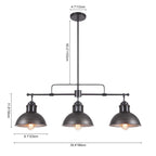 Suspension en forme de dôme de style industriel à 3 lumières, style ferme, en métal, linéaire, pour îlot de cuisine, finition bronze huilé