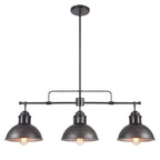Suspension en forme de dôme de style industriel à 3 lumières, style ferme, en métal, linéaire, pour îlot de cuisine, finition bronze huilé