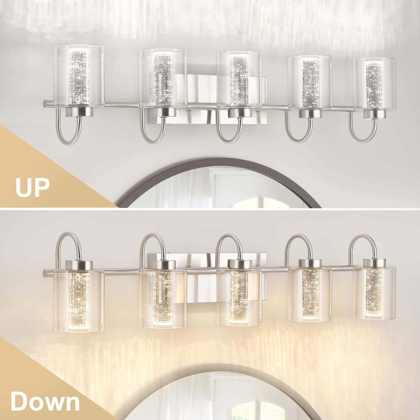 Luminaires de salle de bain 3/4/5/6 lumières en nickel brossé
