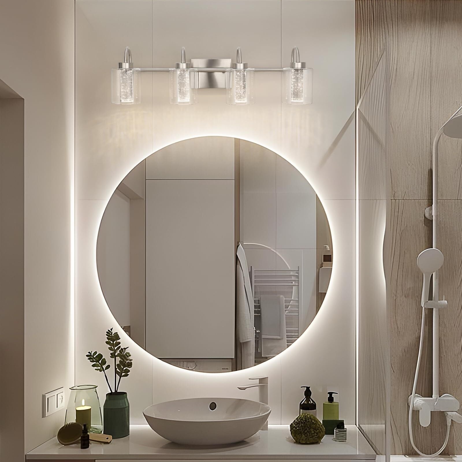 Luminaires de salle de bain 3/4/5/6 lumières en nickel brossé