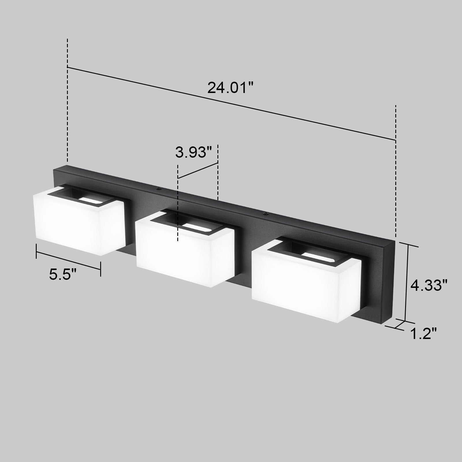 Applique murale LED moderne à intensité variable, 3, 4 ou 5 lampes, noir mat, pour salle de bain