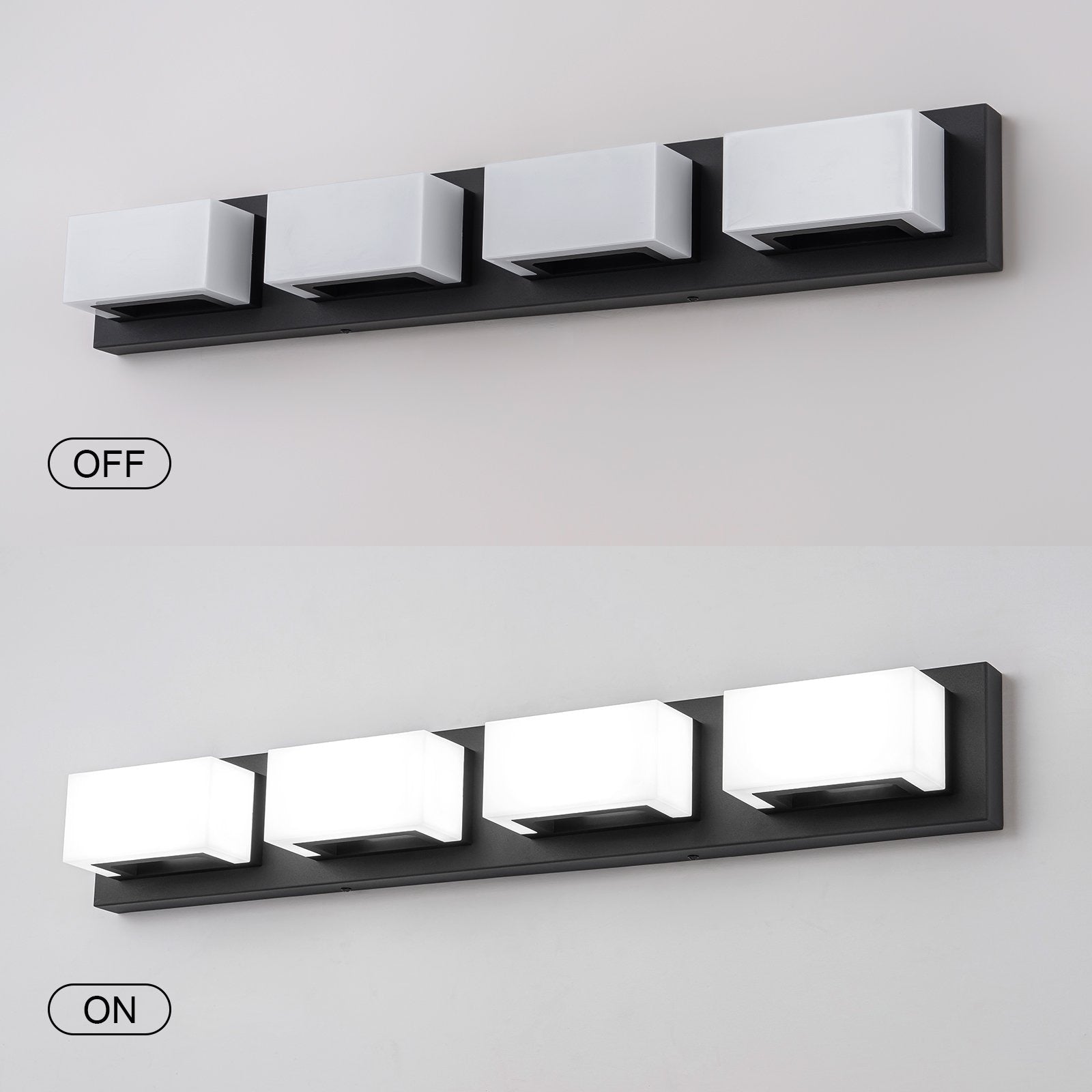 Applique murale LED moderne à intensité variable, 3, 4 ou 5 lampes, noir mat, pour salle de bain