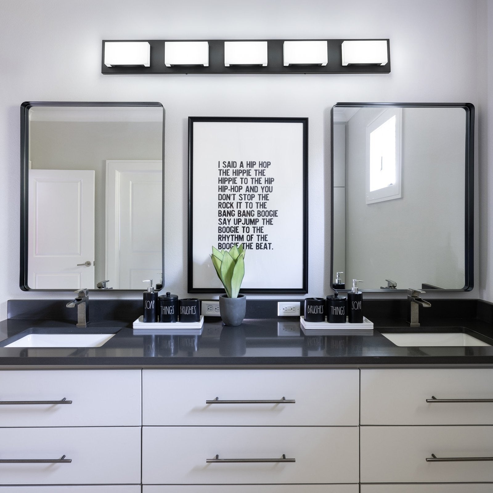 Applique murale LED moderne à intensité variable, 3, 4 ou 5 lampes, noir mat, pour salle de bain