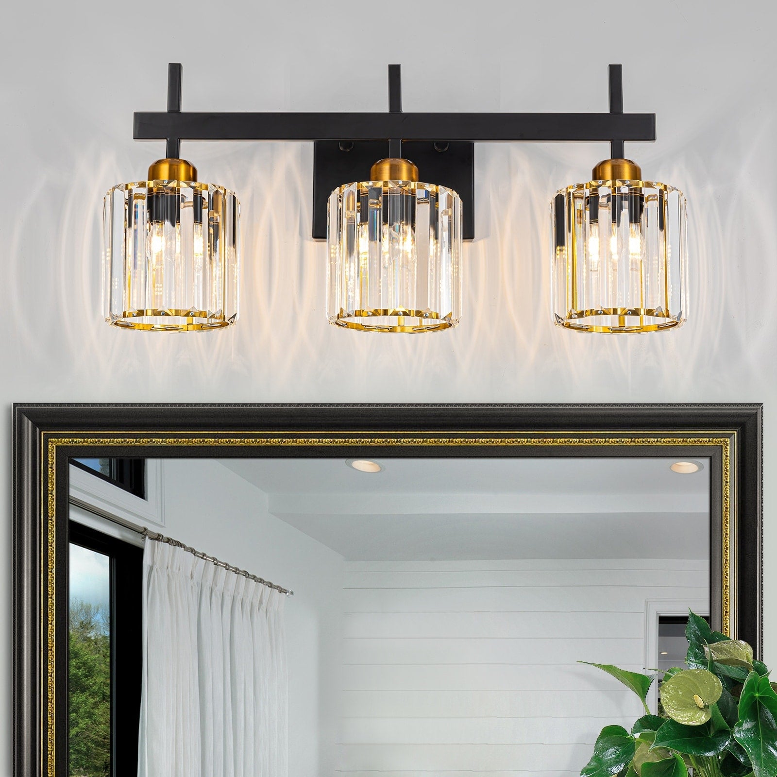 Luminaires de salle de bain modernes à 3, 4 ou 5 lumières en cristal à intensité variable, pour miroir