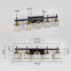 Luminaires de salle de bain modernes à 3, 4 ou 5 lumières en cristal à intensité variable, pour miroir