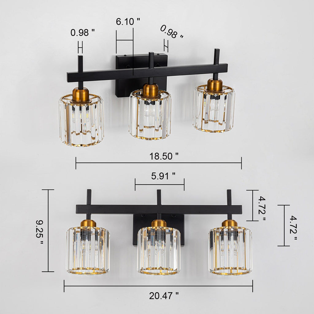 Luminaires de salle de bain modernes à 3, 4 ou 5 lumières en cristal à intensité variable, pour miroir
